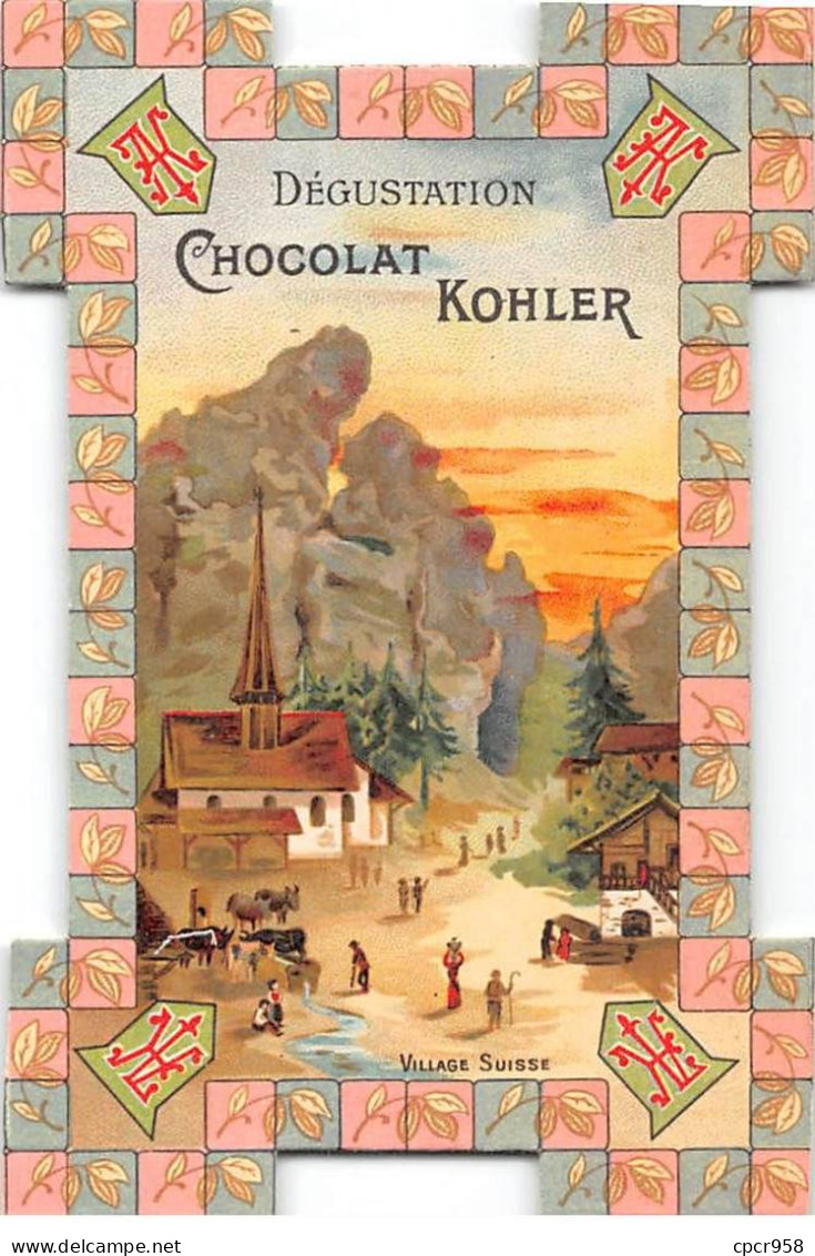 Chromos - COR14545 - Chocolat Kohler - Village Suisse - Maisons - Hommes - Femmes -Animaux - 12x8 Cm  - En L'état - Otros & Sin Clasificación
