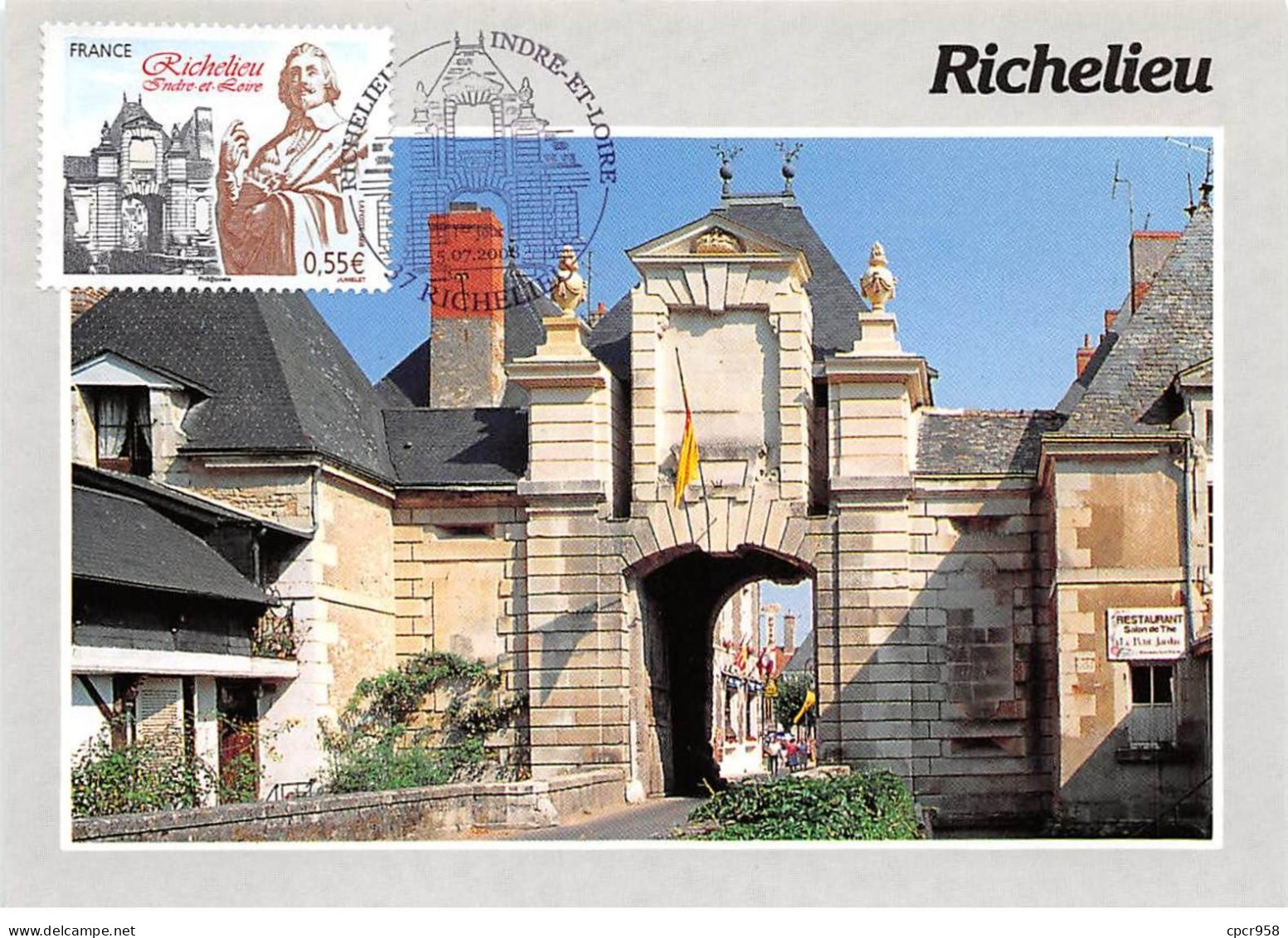 Carte Maximum - FRANCE - COR13601 - 05/07/2008 - Richelieu - Cachet Richelieu - 2000-2009