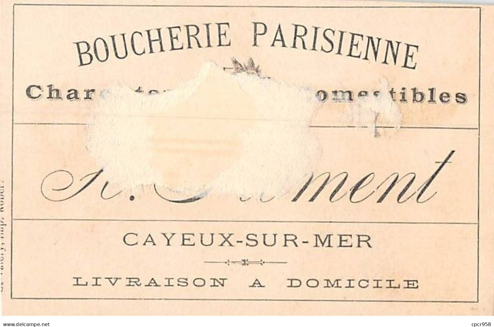 Chromos - COR13694 - Boucherie Parisienne - Homme - Lettre - Chapeau - 10x6 Cm Environ - En L'état - Andere & Zonder Classificatie