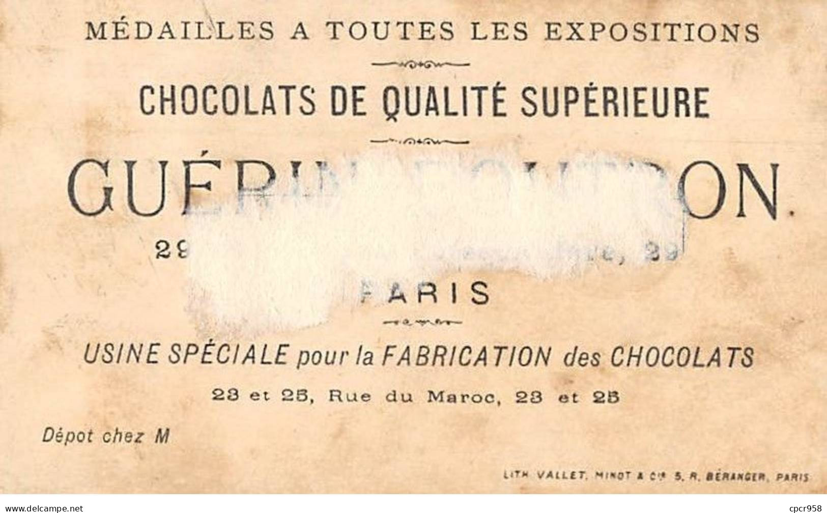 Chromos - COR13990 - Chocolat Guérin-Boutron Fille - Garçon - Fleurs - Fond Or - 10x6 Cm Environ - En L'état - Guerin Boutron
