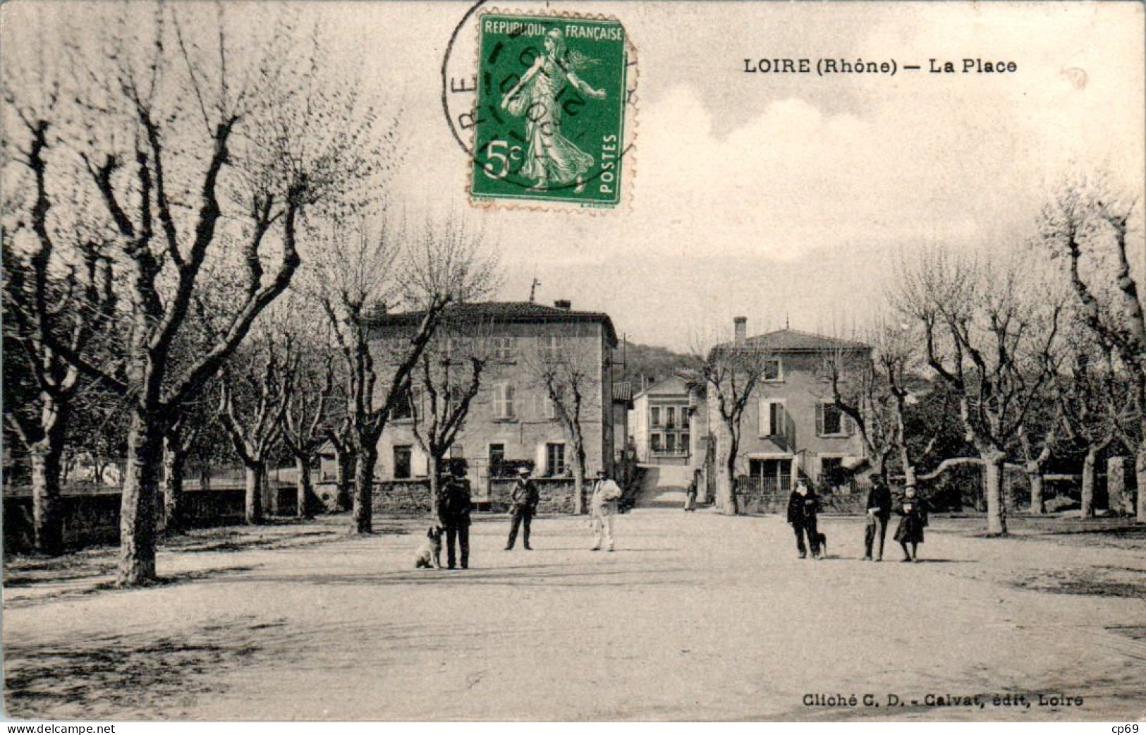 Loire-sur-Rhône Canton De Condrieu La Place Rhône 69700 Cpa Voyagée En 1913 En TB.Etat - Loire Sur Rhone