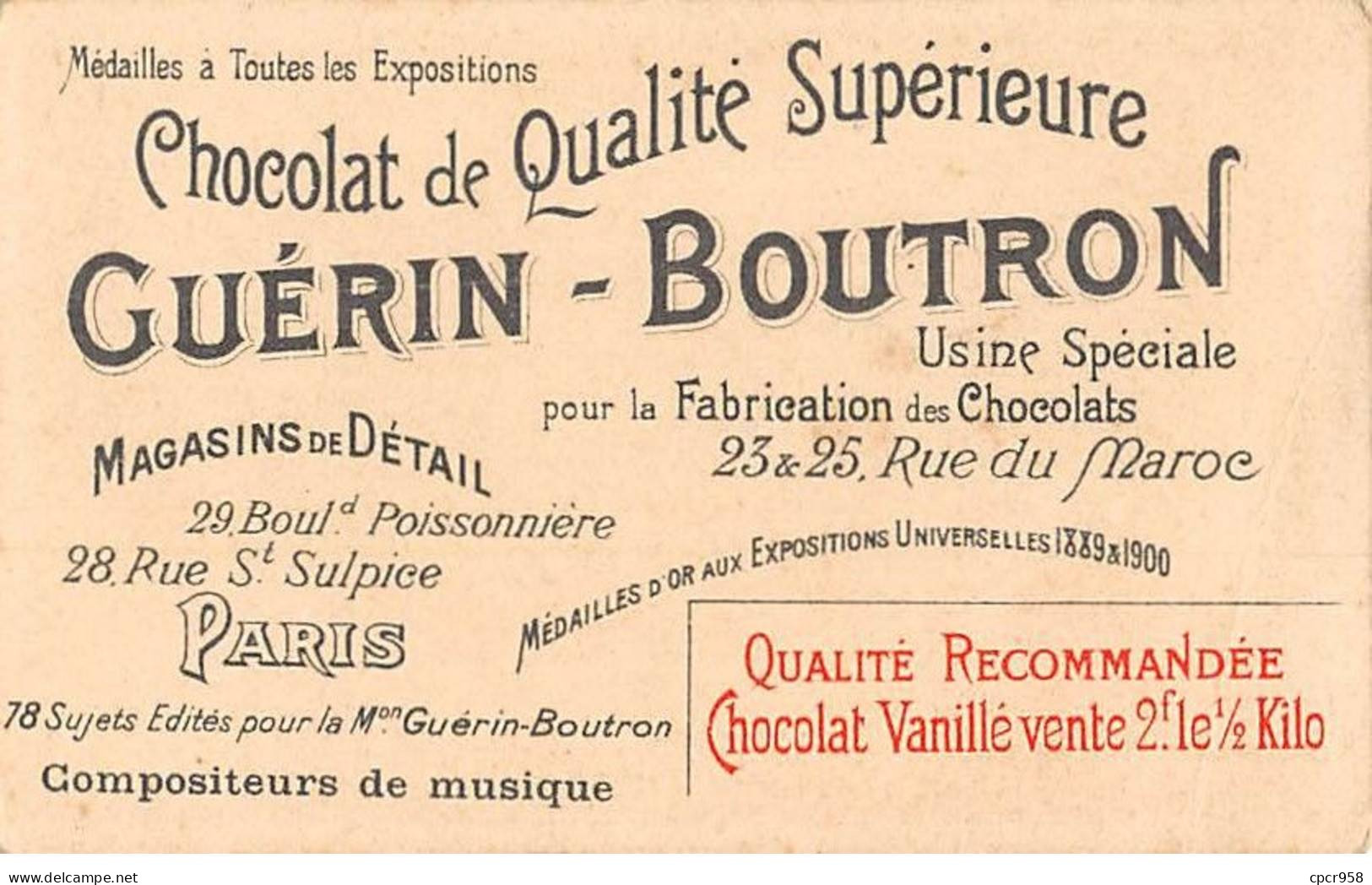 Chromos - COR14168 - Chocolat Guérin-Boutron - Verdi - Aïda - Hommes - 10x6 Cm Environ - Guerin Boutron