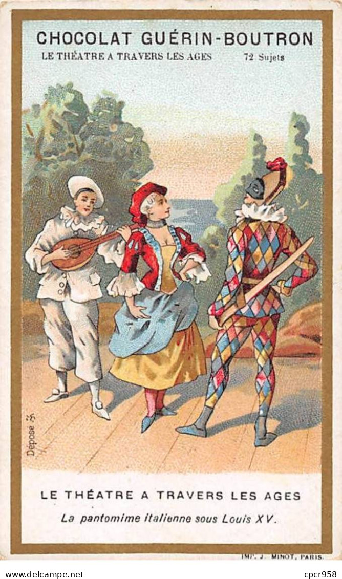 Chromos - COR14177 -Chocolat Guérin-Boutron -Théâtre à Travers Les âges -Pantomime - Hommes - Femme - 10x6 Cm Environ - Guerin Boutron