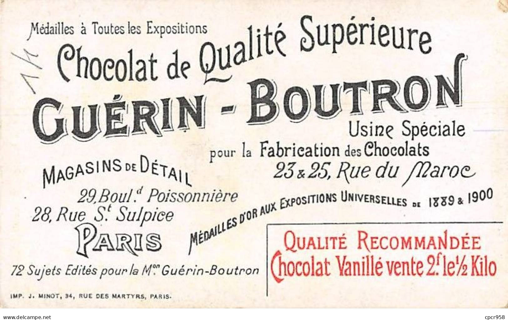 Chromos - COR14177 -Chocolat Guérin-Boutron -Théâtre à Travers Les âges -Pantomime - Hommes - Femme - 10x6 Cm Environ - Guerin Boutron