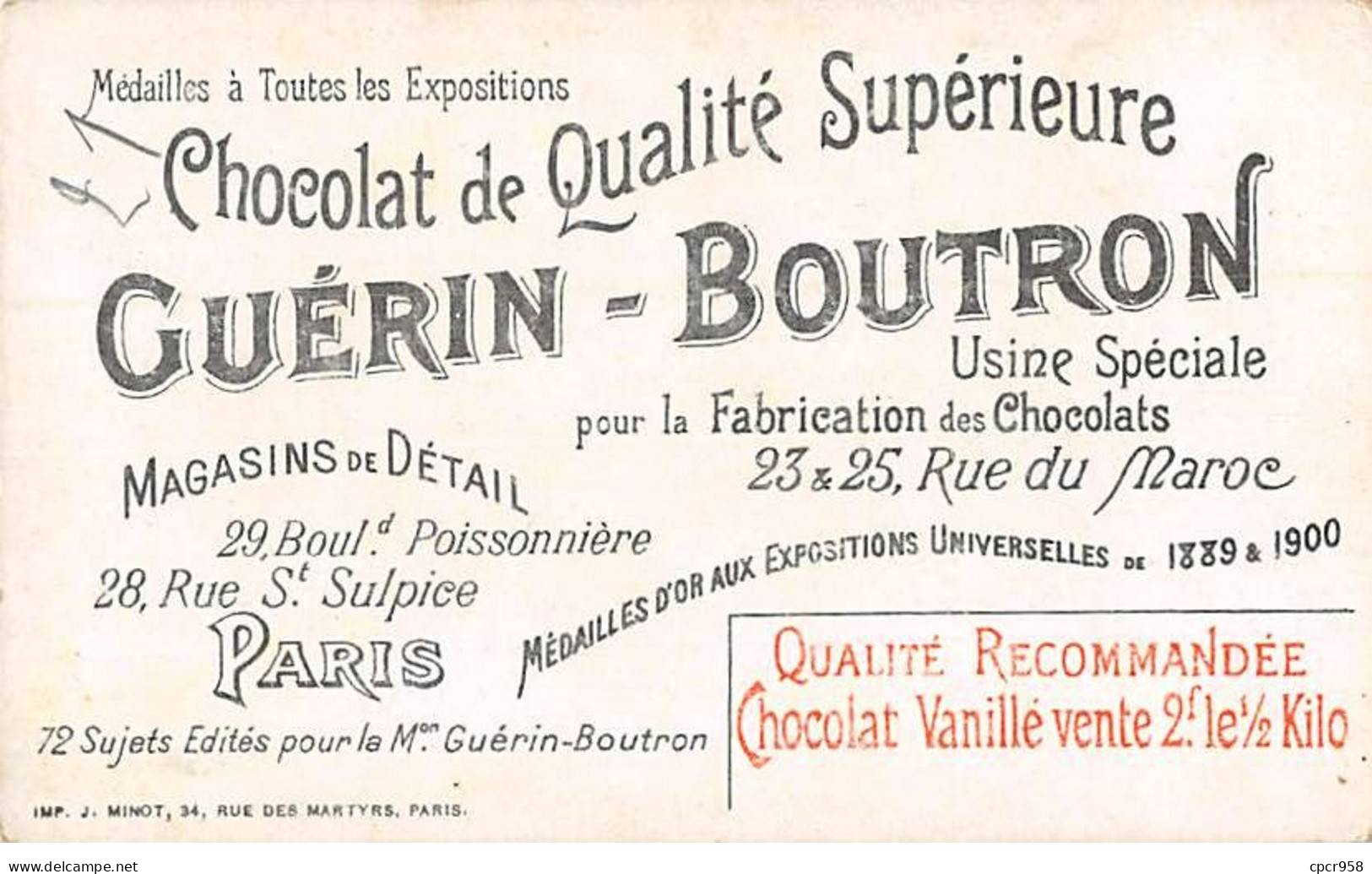 Chromos - COR14183 -Chocolat Guérin-Boutron -Théâtre à Travers Les âges -Opérette-Homme - Femmes- 10x6 Cm En L'état - Guérin-Boutron