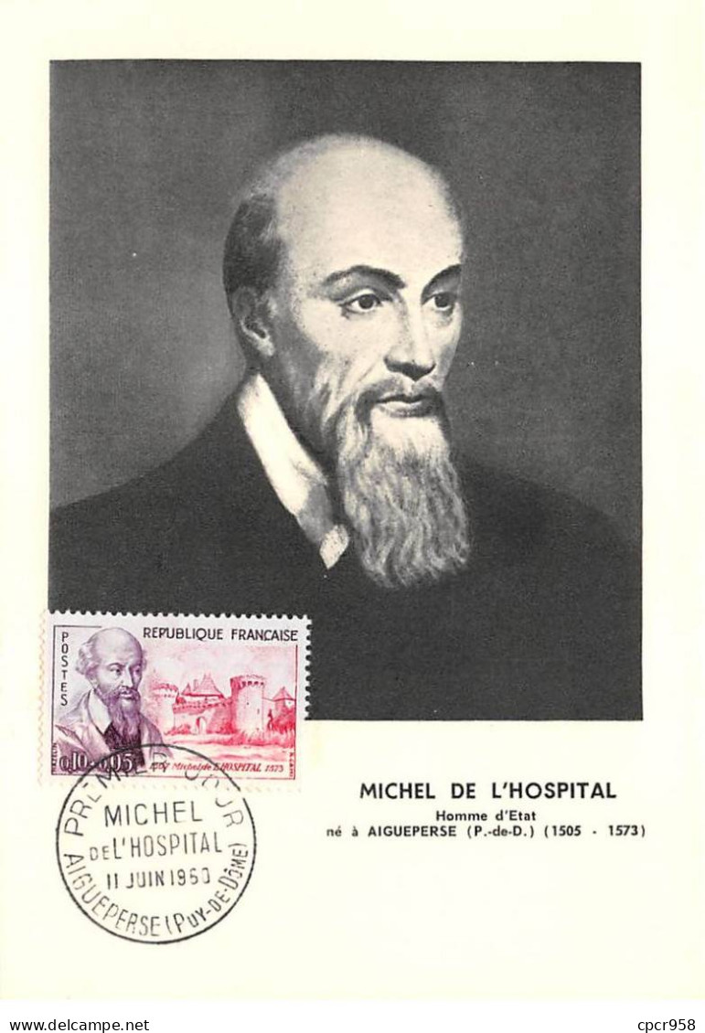 Carte Maximum - FRANCE - COR12791 - 11/06/1960 - Michel De L'Hospital - Cachet Aigueperse - 1960-1969