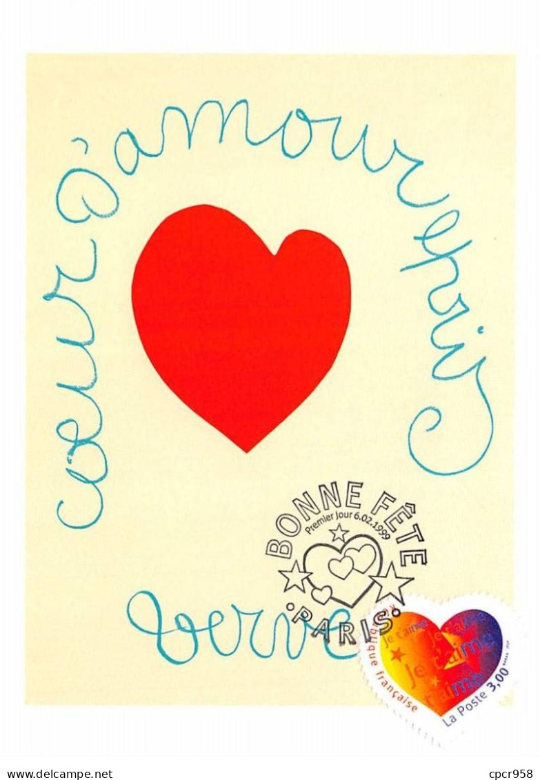 Carte Maximum - FRANCE - COR12820 - 06/02/1999 - COeur D'amour épris - Cachet Paris - 1990-1999