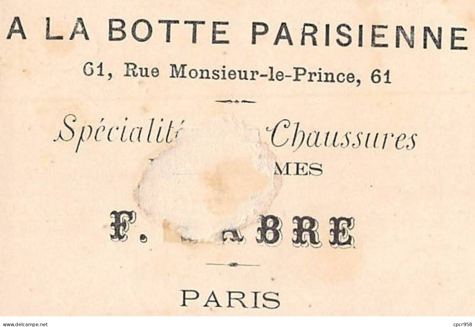 Chromos - COR13915 - A La Botte Parisienne - Homme - Soldat - Femme - Table - 9x6 Cm Environ - En L'état - Other & Unclassified