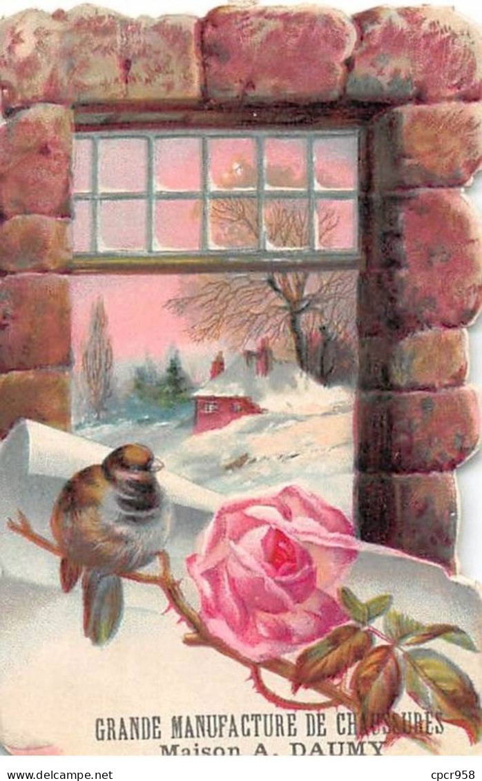 Chromos - COR13928 -A La Tour Jean Sans Peur - Maison - Neige - Oiseau - Rose - 9x6 Cm Environ - En L'état - Andere & Zonder Classificatie