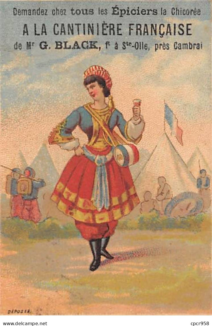 Chromos - COR13908 - Chicorée G. Black - Hommes - Soldats - Tentes - Femme - 9x6 Cm Environ - En L'état - Thé & Café