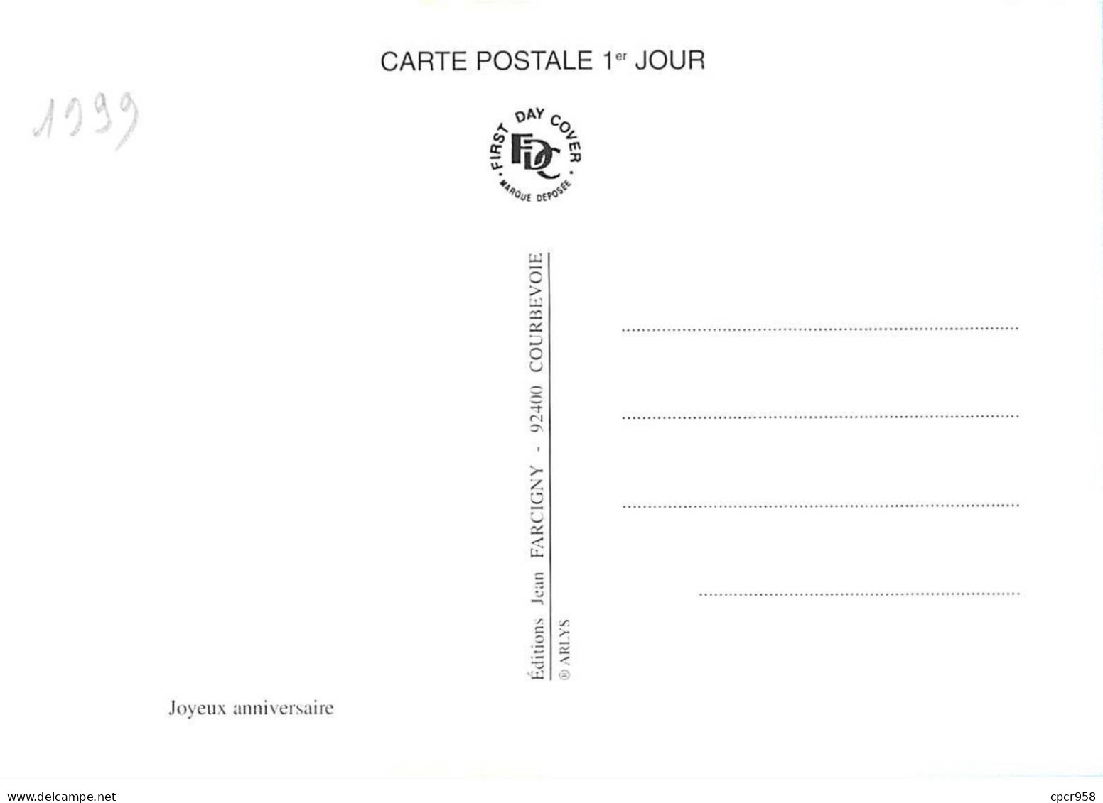 Carte Maximum - FRANCE - COR12846 - 13/05/1999 - Joyeux Anniversaire - Cachet Betton - 1990-1999