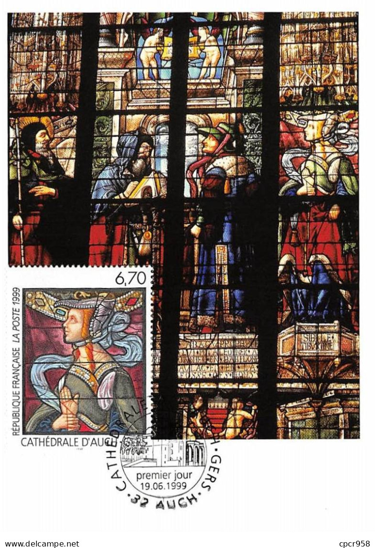 Carte Maximum - FRANCE - COR12871 - 19/06/1999 - Cathédrale D'Auch - Cachet Auch - 1990-1999