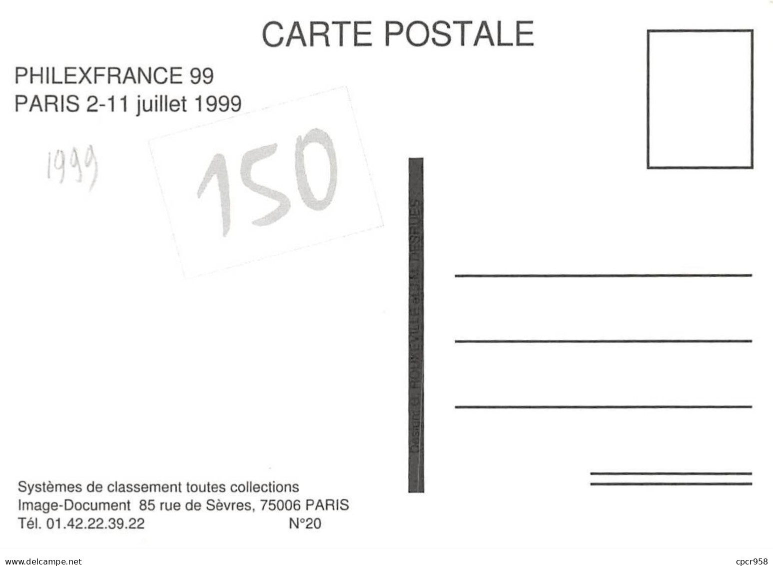 Carte Maximum - FRANCE - COR12876 - 11/07/1999 - Le Timbre-poste Français à 150 Ans - Cachet Paris - 1990-1999