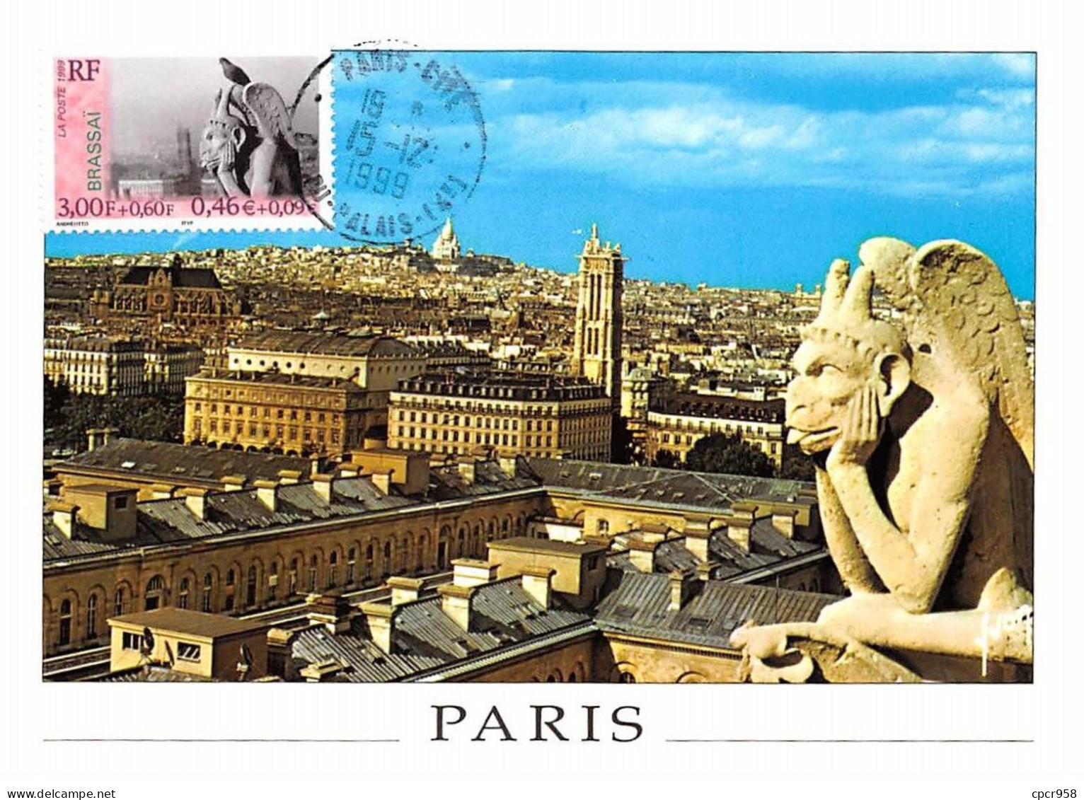 Carte Maximum - FRANCE - COR12878 - 15/12/1999 - Paris - Cachet Paris - 1990-1999