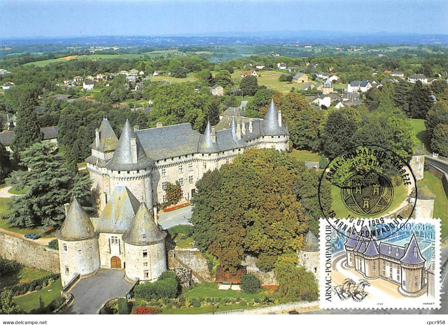 Carte Maximum - FRANCE - COR12894 - 10/07/1999 - Arnac Pompadour -  Cachet Arnac Pompadour - 1990-1999