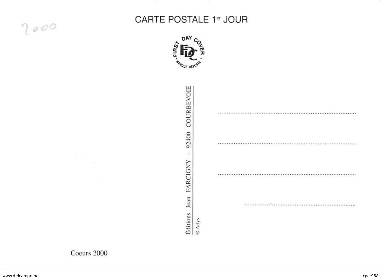 Carte Maximum - FRANCE - COR12913 - 14/02/2000 - Fête Des Amoureux En France -  Cachet Saint Valentin - 2000-2009