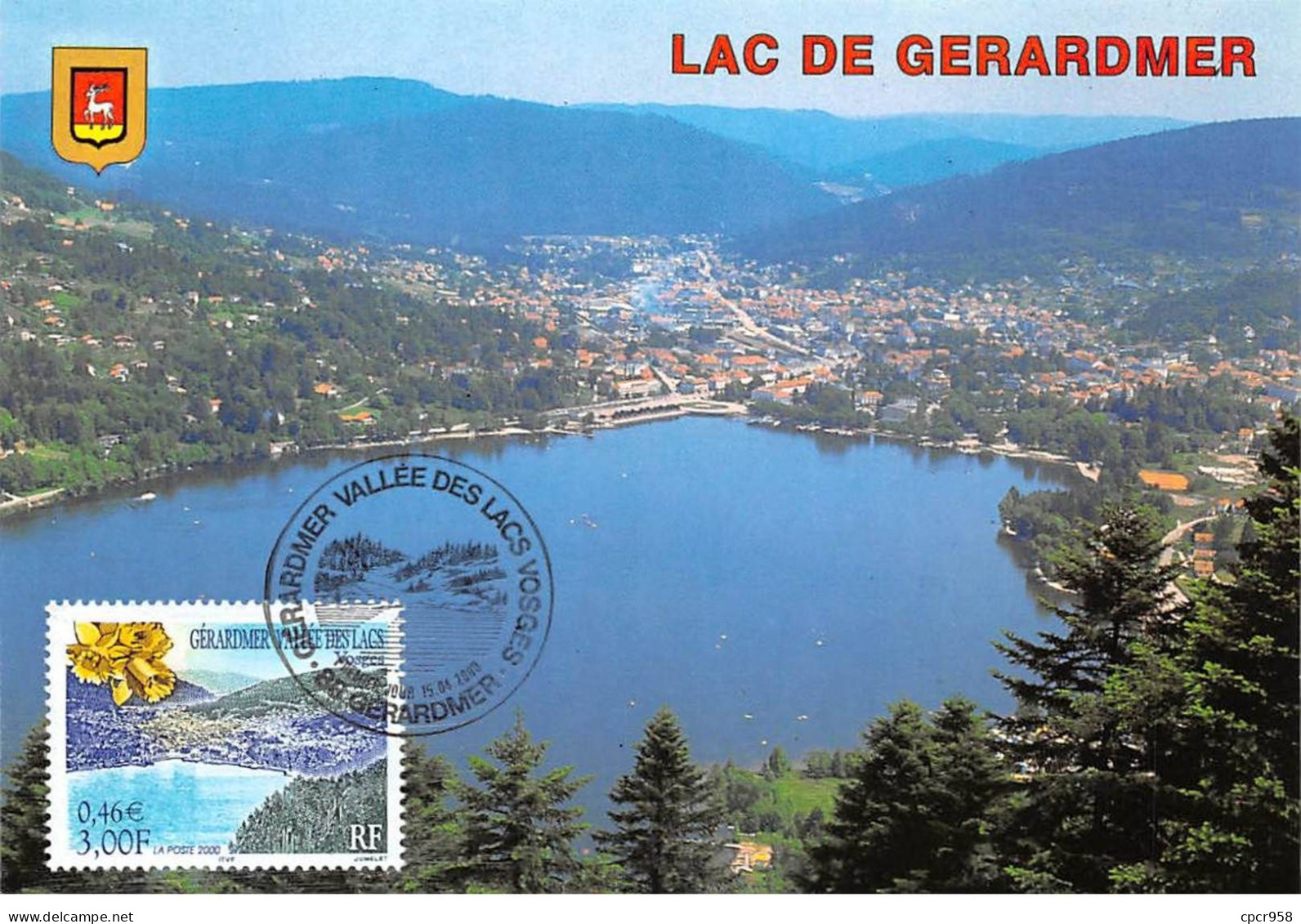 Carte Maximum - FRANCE - COR12911 - 15/04/2000 - Lac De Gérardmer -  Cachet Gérardmer - 2000-2009