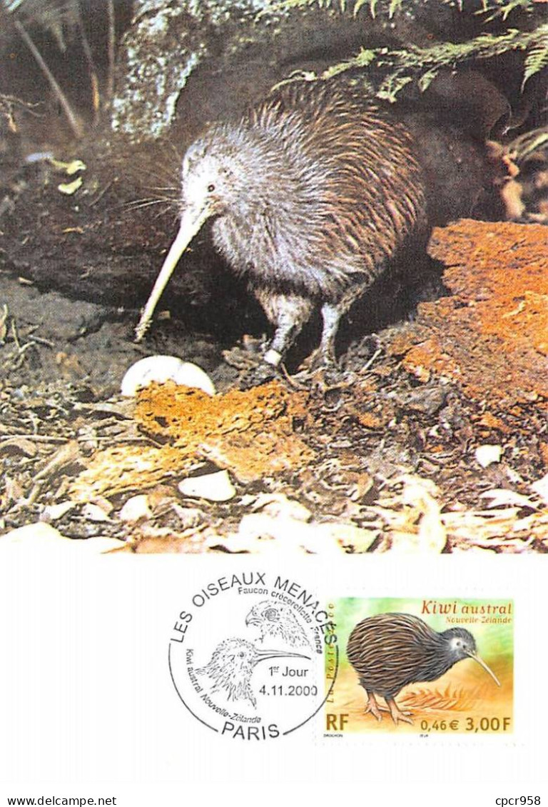 Carte Maximum - FRANCE - COR12974 - 04/11/2000 - Les Oiseaux Menacés - Kiwi - Cachet Paris - 2000-2009