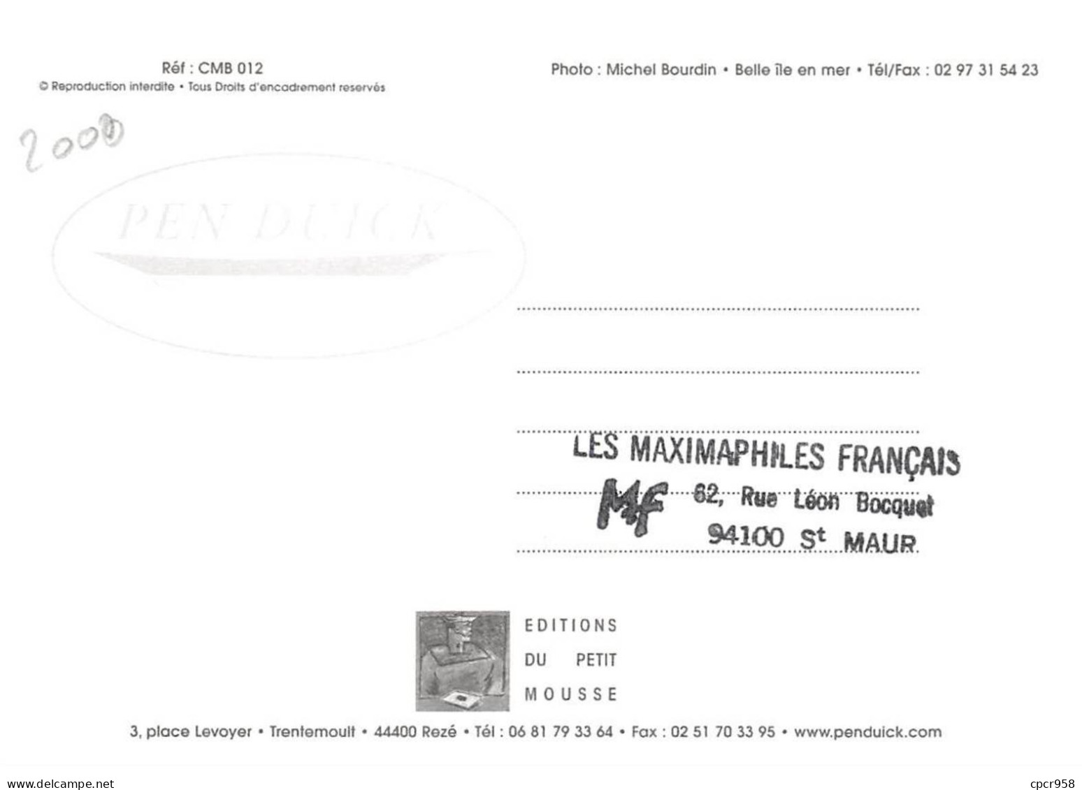 Carte Maximum - FRANCE - COR12960 - 16/09/2000 - Eric Tabarly - Pen Duick -  Cachet La Trinité-sur-mer - 2000-2009