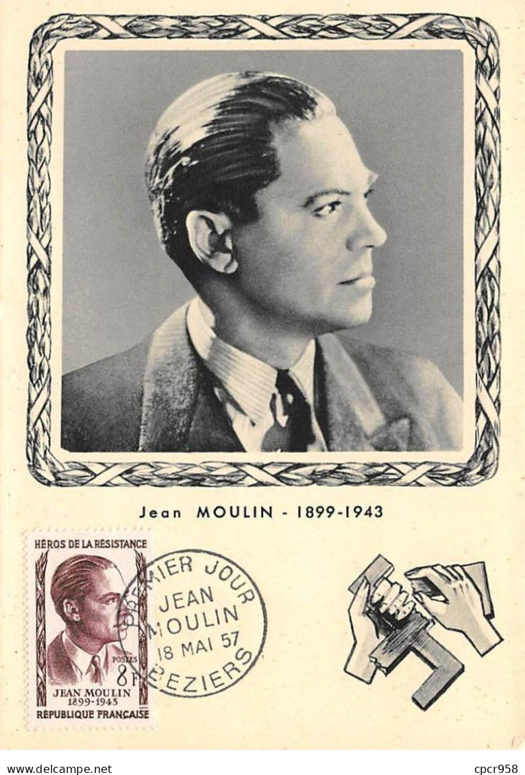 Carte Maximum - FRANCE - COR12592 - 18/05/1957 - Jean Moulin - Cachet Béziers - - 1950-1959