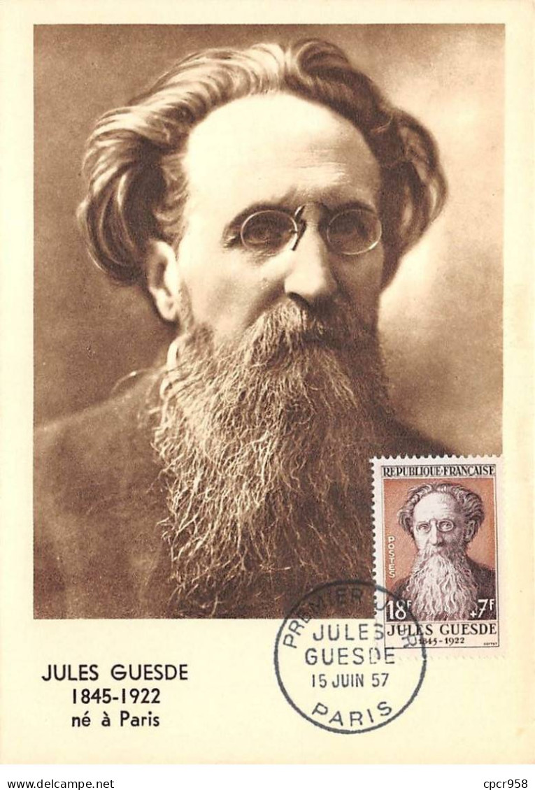 Carte Maximum - FRANCE - COR12616 - 15/06/1957 - Jules Guesde - Cachet Paris - - 1950-1959