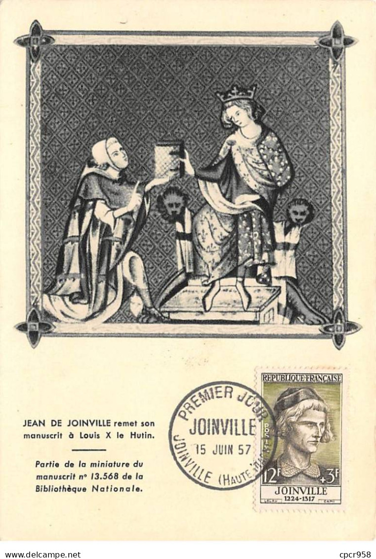 Carte Maximum - FRANCE - COR12609 - 15/06/1957 - Jean De Joinville - Cachet Joinville - - 1950-1959