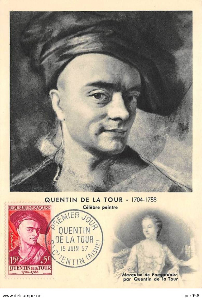 Carte Maximum - FRANCE - COR12610 - 15/06/1957 - Quentin De La Tour - Cachet St Quentin - - 1950-1959