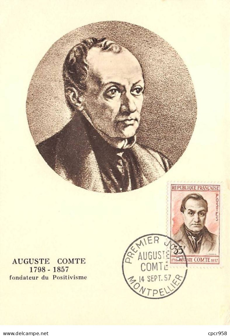 Carte Maximum - FRANCE - COR12625 - 14/09/1957 - Auguste Comte - Cachet Montpellier - - 1950-1959