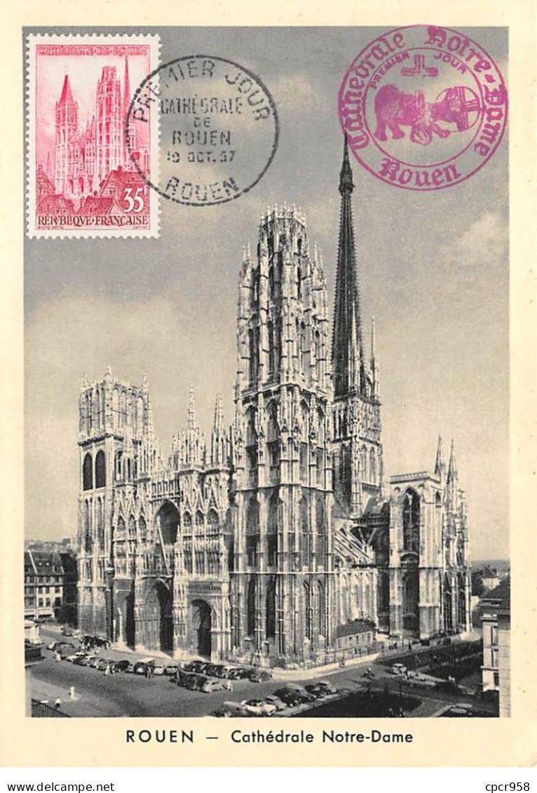 Carte Maximum - FRANCE - COR12632 - 19/10/1957 - Cathédrale Notre-Dame De Rouen - Cachet Rouen - - 1950-1959