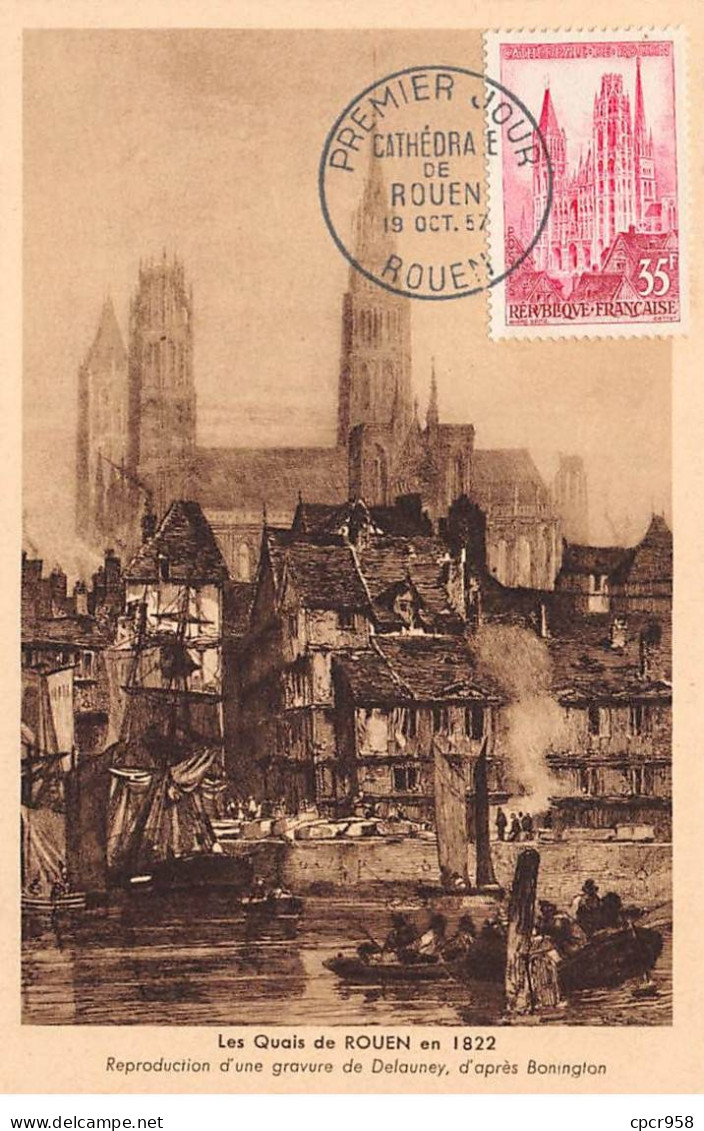 Carte Maximum - FRANCE - COR12633 - 19/10/1957 - Les Quais De Rouen - Cachet Rouen - - 1950-1959