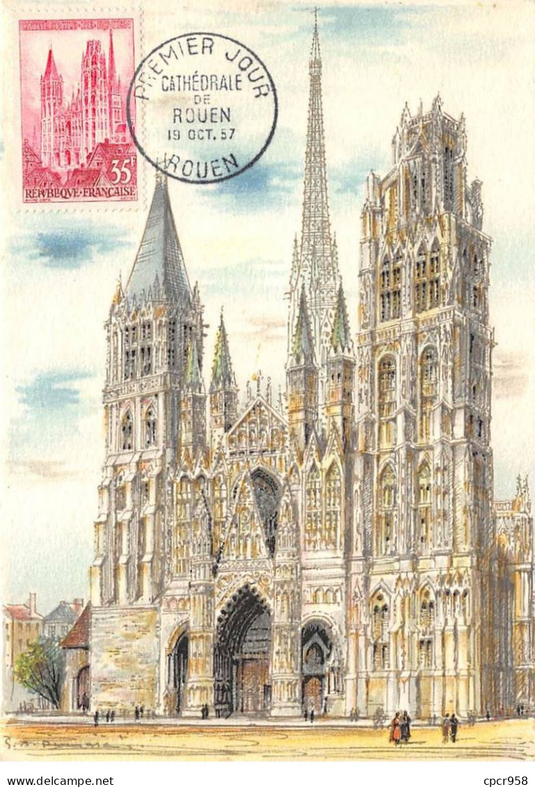 Carte Maximum - FRANCE - COR12635 - 19/10/1957 - La Cathédrale De Rouen - Cachet Rouen - - 1950-1959