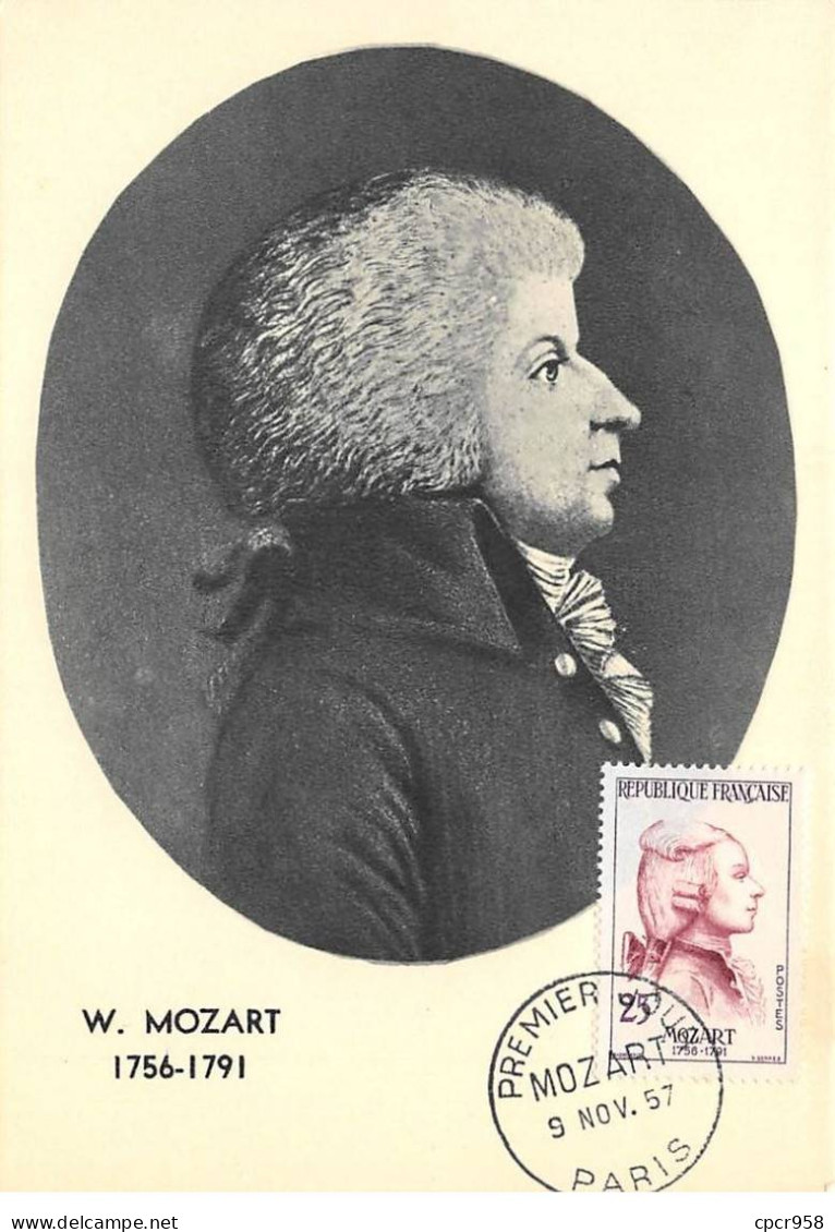 Carte Maximum - FRANCE - COR12649 - 09/11/1957 - Mozart - Cachet Paris - - 1950-1959