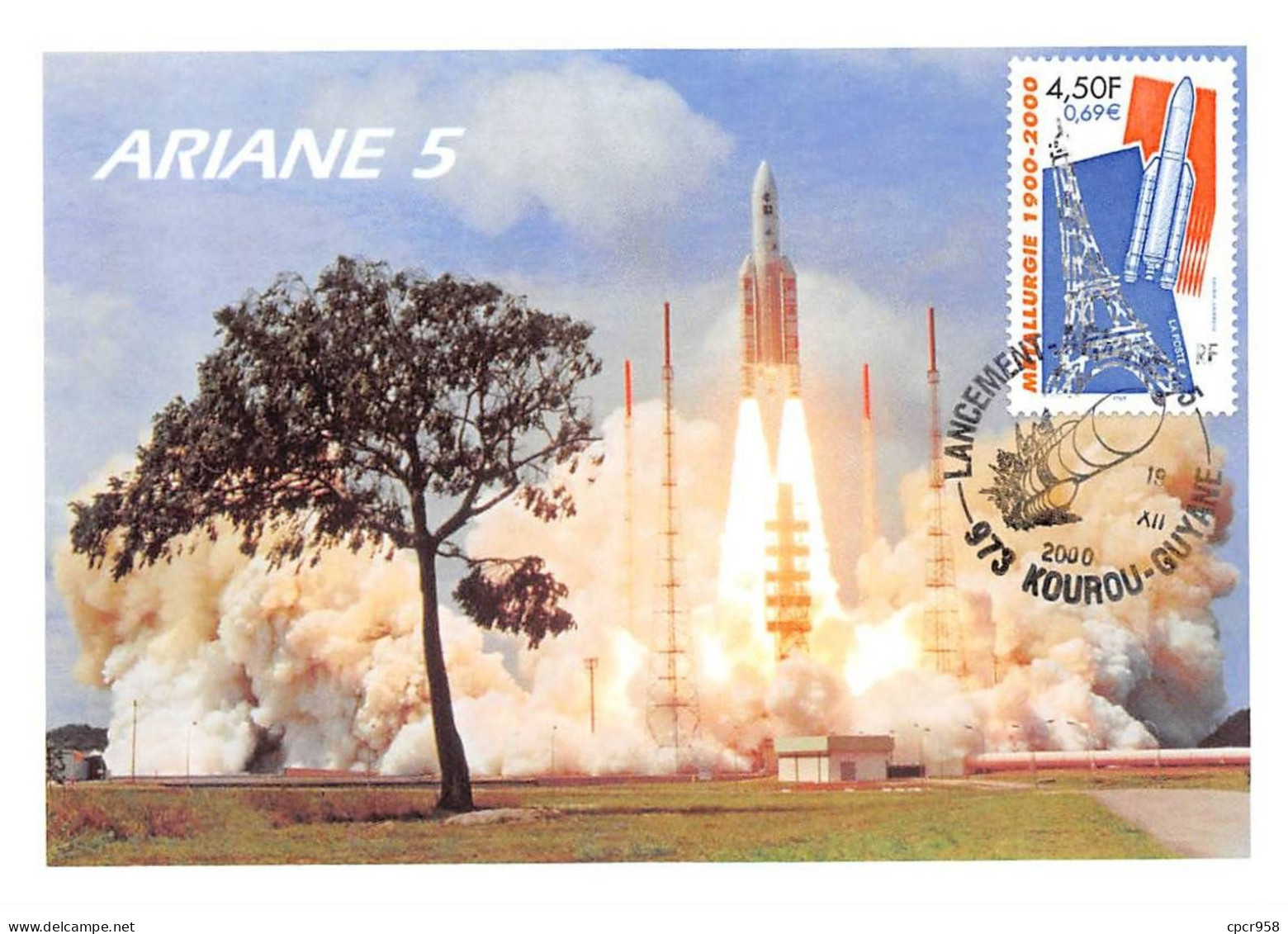 Carte Maximum - FRANCE - COR12981 - 19/12/2000 - Ariane 5 - Cachet Kourou Guyane - 2000-2009