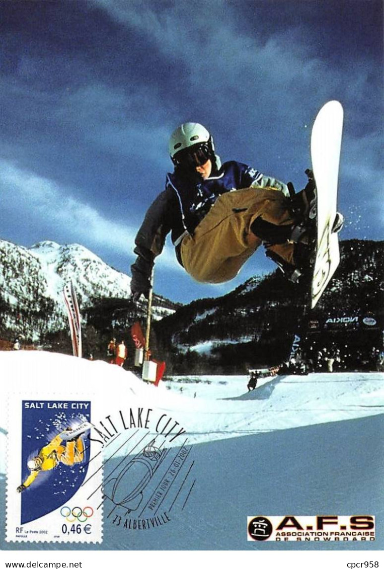 Carte Maximum - FRANCE - COR13073 - 26/01/2002 - Half-Pipe - Cachet Albertville - 2000-2009