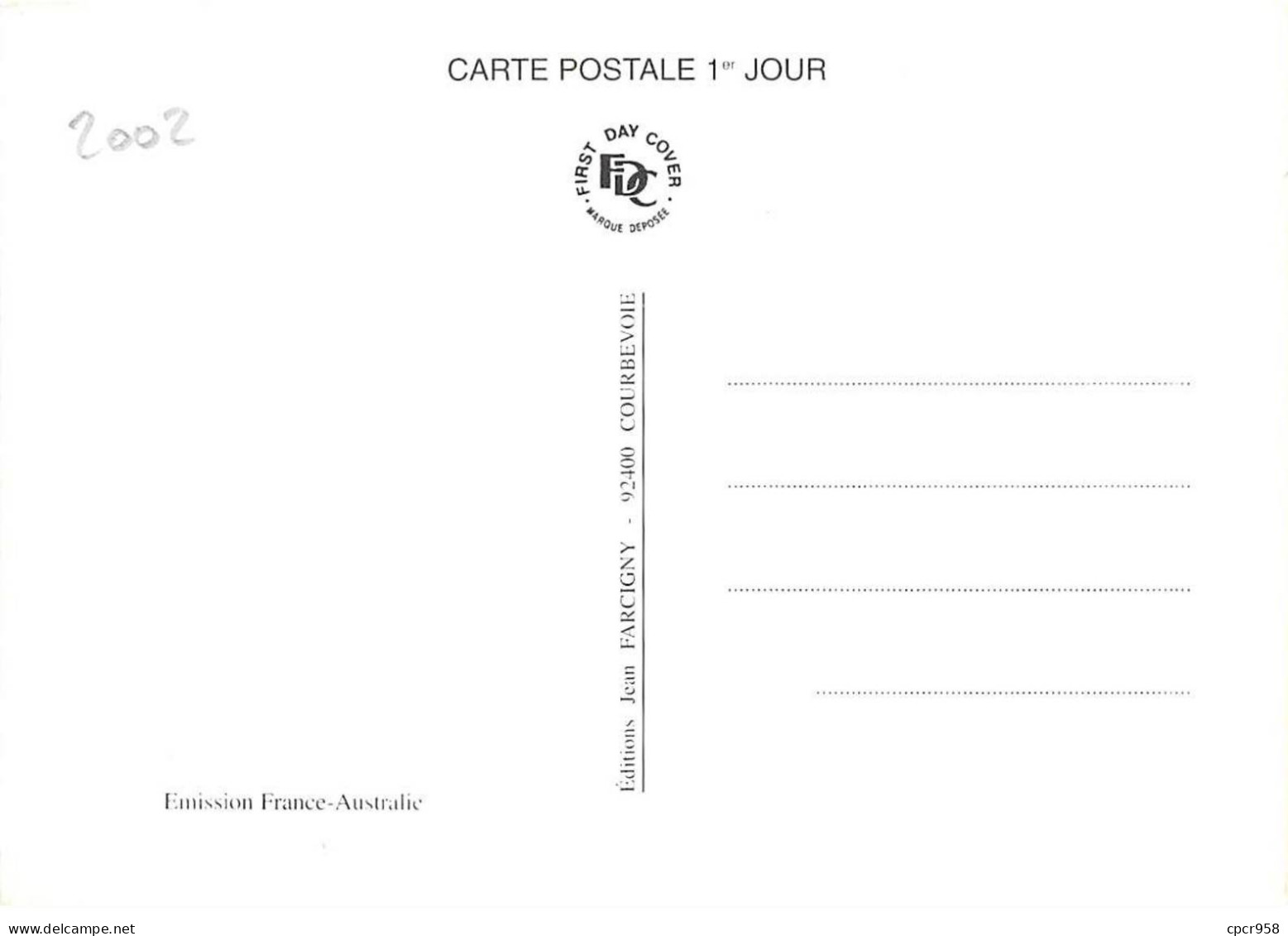 Carte Maximum - FRANCE - COR13085 - 04/04/2002 - Nicolas Baudin - Matthew Flinders - Cachet Paris - 2000-2009