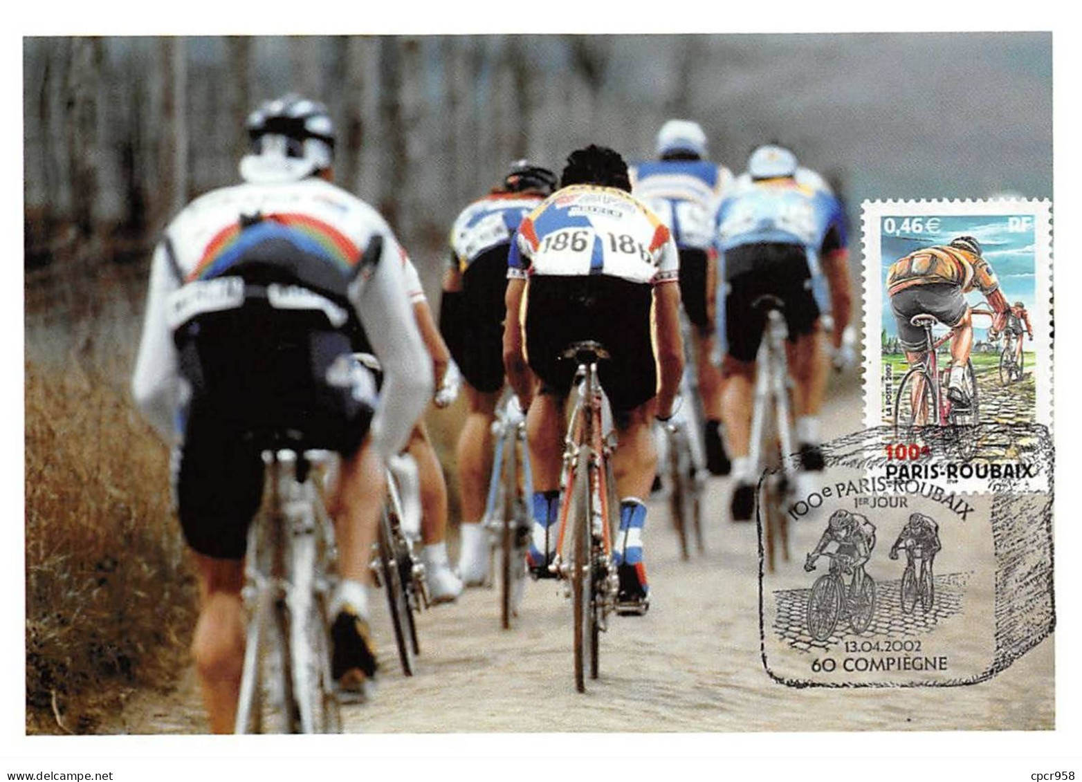 Carte Maximum - FRANCE - COR13094 - 13/04/2002 - 100e Paris-Roubaix - Cachet Compiègne - 2000-2009