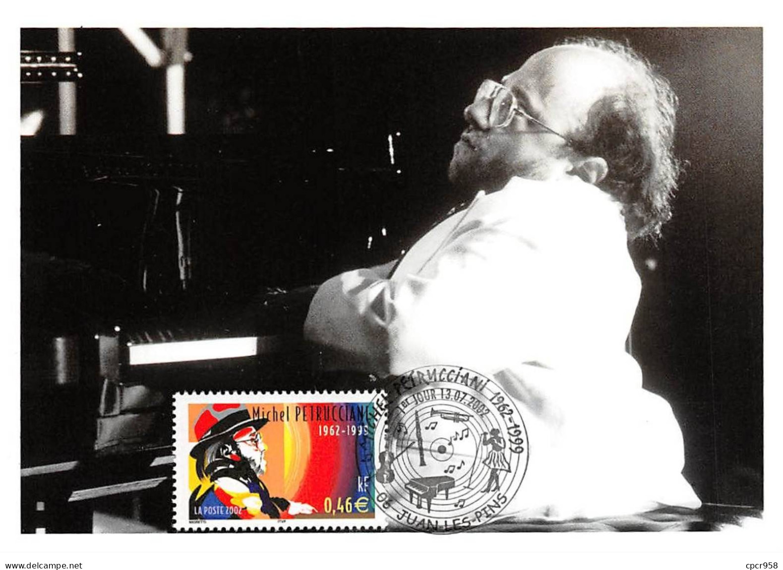 Carte Maximum - FRANCE - COR13123 - 13/07/2002 - Michel Petrucciani - Cachet Juan-les-Pins - 2000-2009