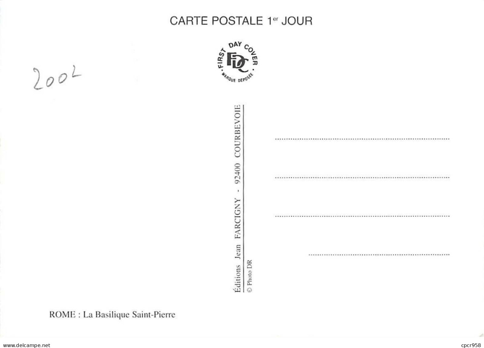 Carte Maximum - FRANCE - COR13150 - 07/11/2002 - Basilique Saint-Pierre - Cachet Paris - 2000-2009