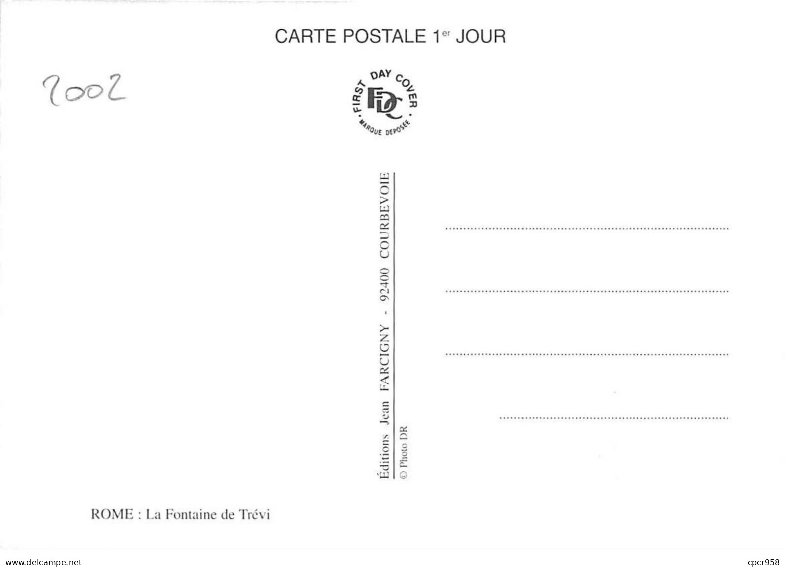 Carte Maximum - FRANCE - COR13152 - 07/11/2002 - Fontaine De Trevi - Cachet Paris - 2000-2009