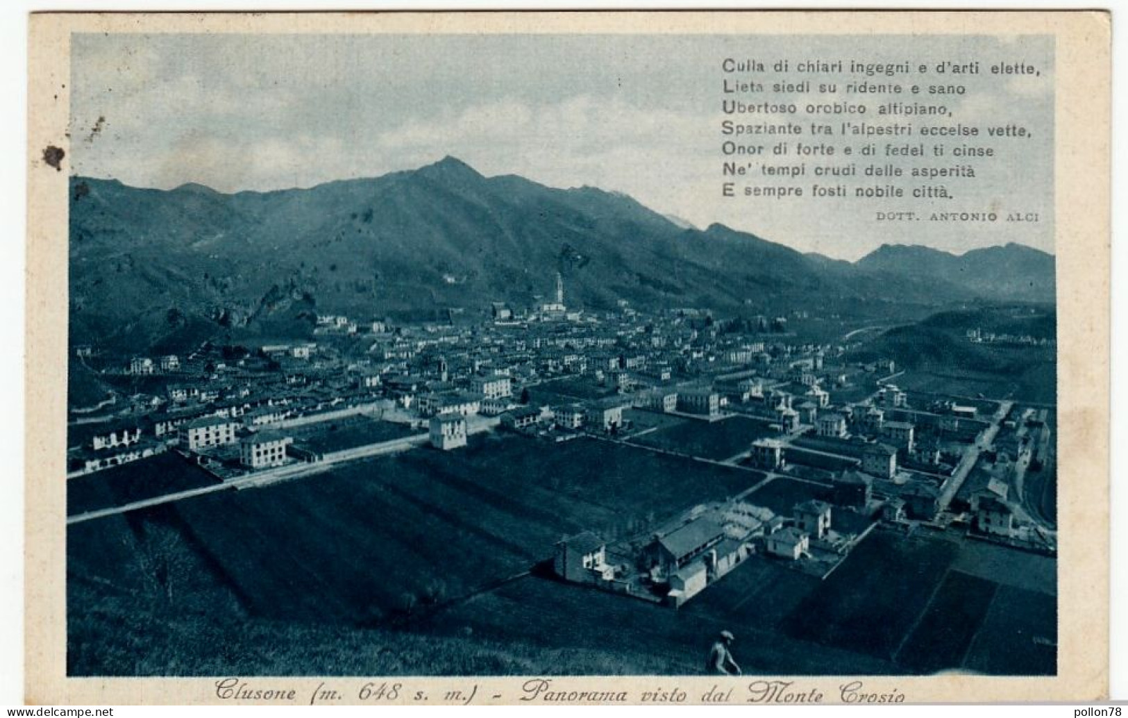 CLUSONE - PANORAMA VISTO DAL MONTE CROSIO - BERGAMO - 1933 - Vedi Retro - Formato Piccolo - Bergamo