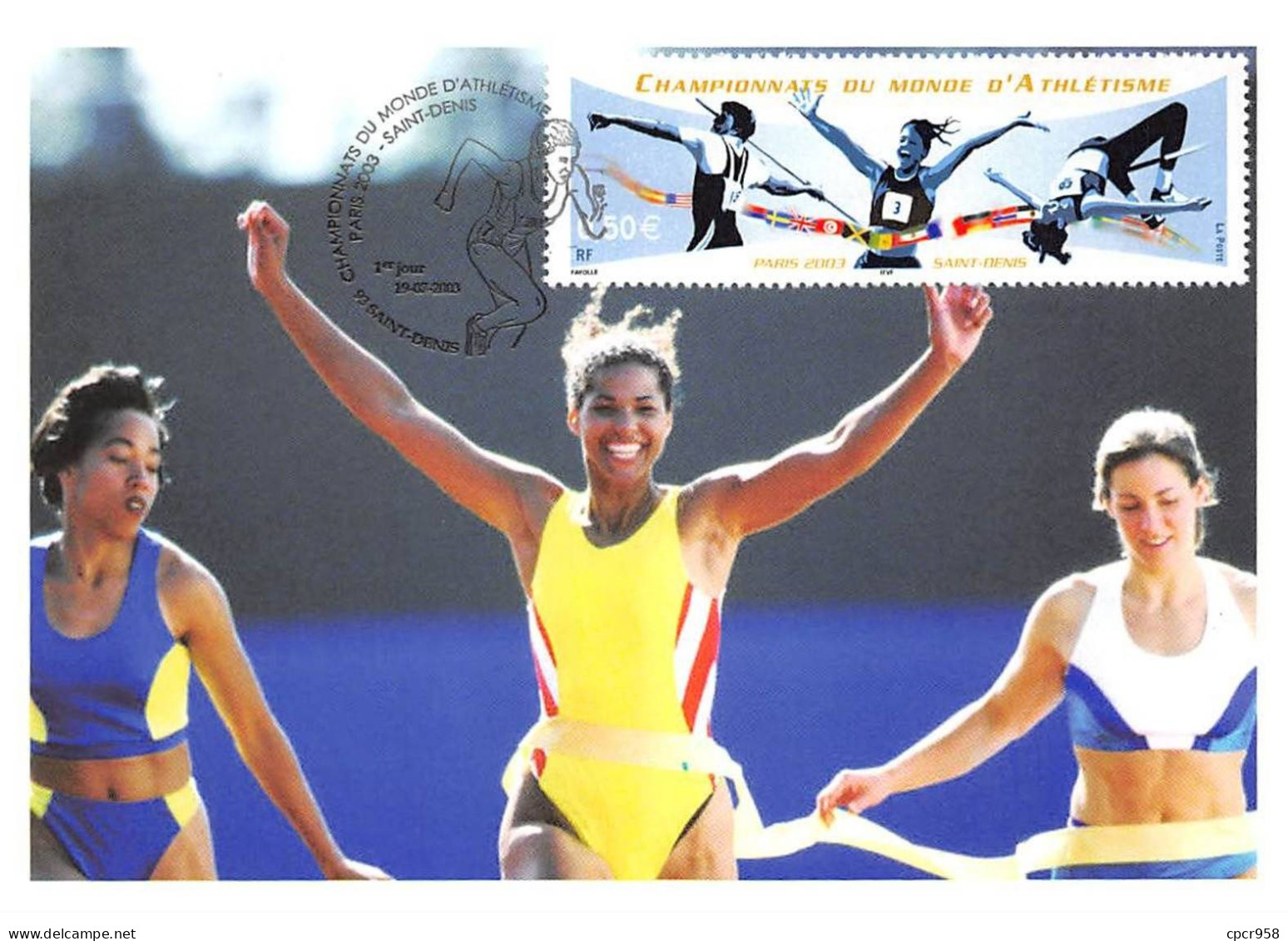 Carte Maximum - FRANCE - COR13218 - 19/07/2003 - Championnats Du Monde D'athlétisme - Cachet Saint-Denis - 2000-2009