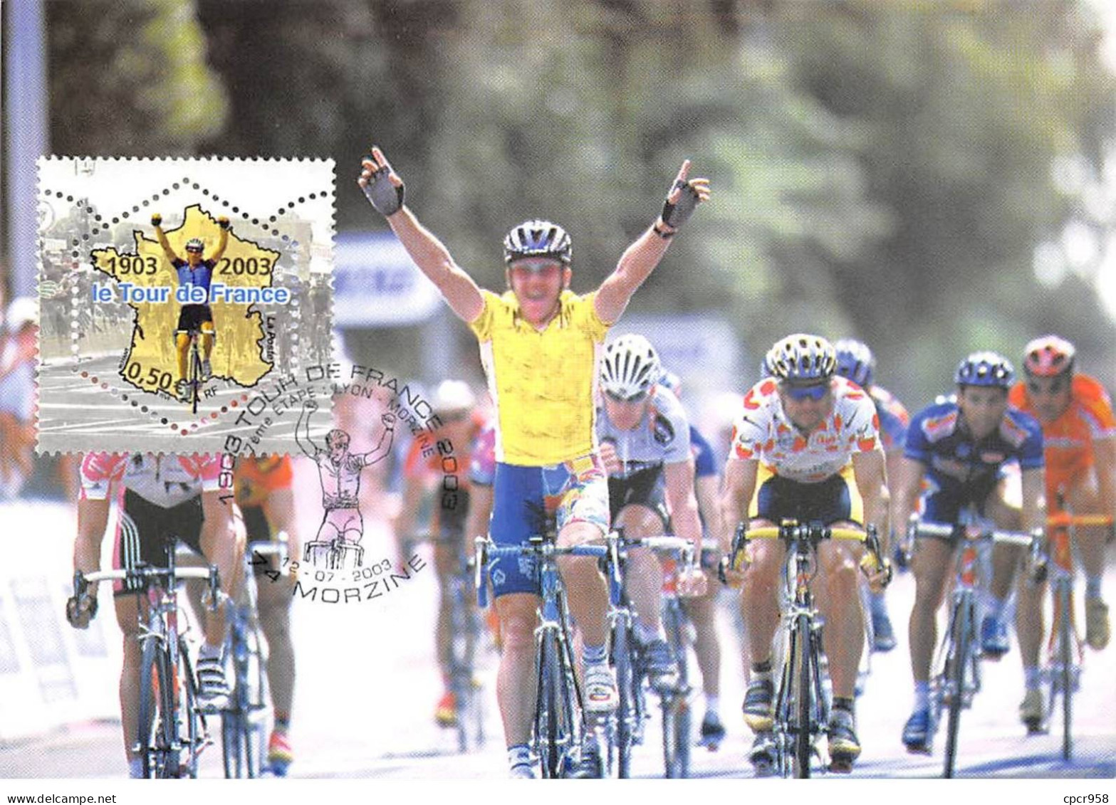 Carte Maximum - FRANCE - COR13255 - 12/07/2003 - Le Tour De France 2003 - 7eme étape - Cachet Morzine - 2000-2009