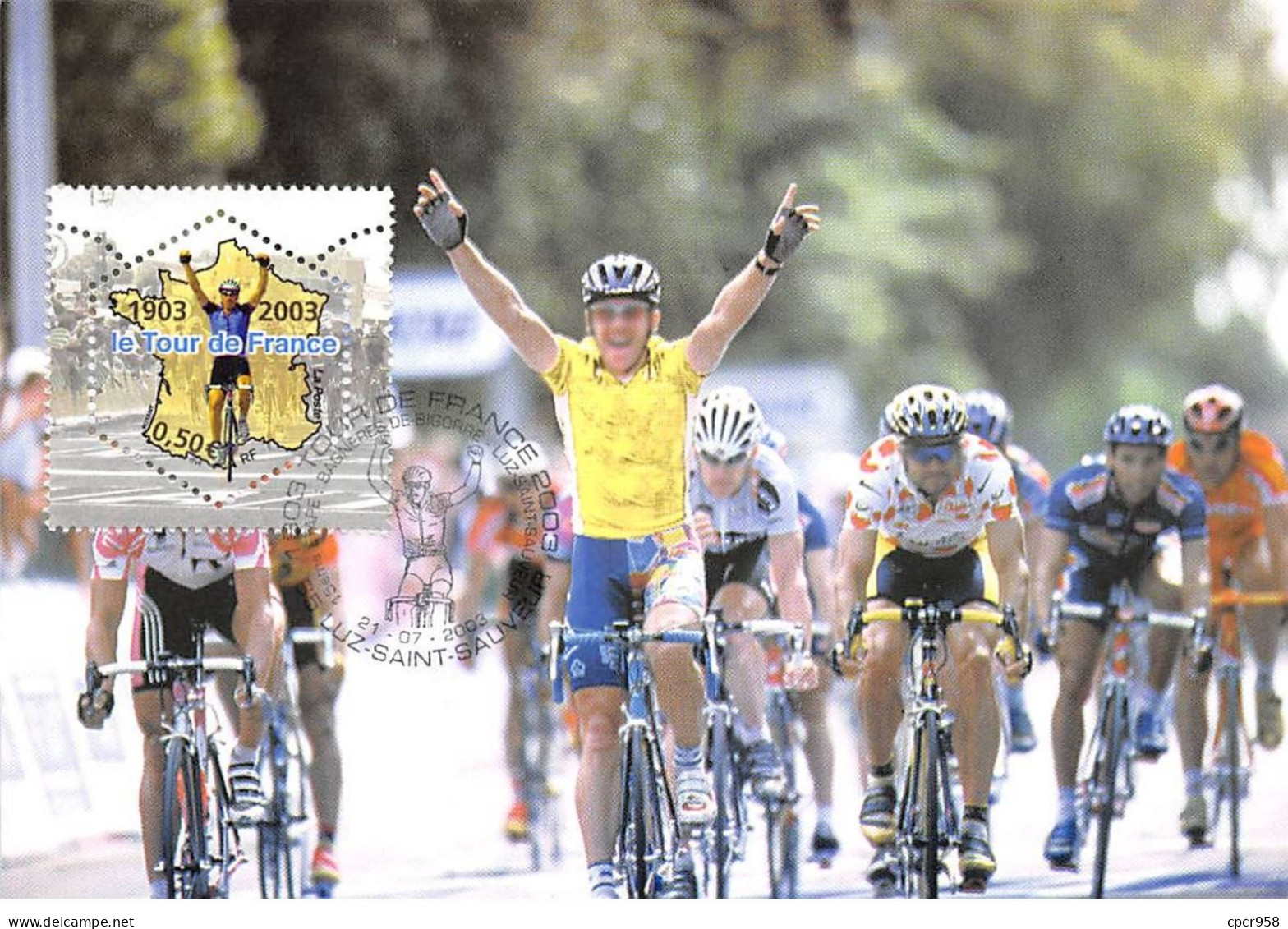 Carte Maximum - FRANCE - COR13260 - 21/07/2003 - Le Tour De France 2003 - 15eme étape - Cachet Saint Sauveur - 2000-2009