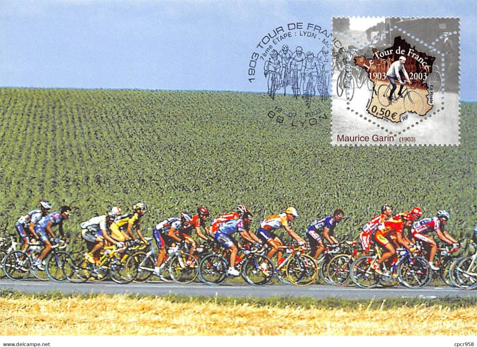 Carte Maximum - FRANCE - COR13256 - 12/07/2003 - Le Tour De France 2003 - 7eme étape - Cachet Lyon - 2000-2009