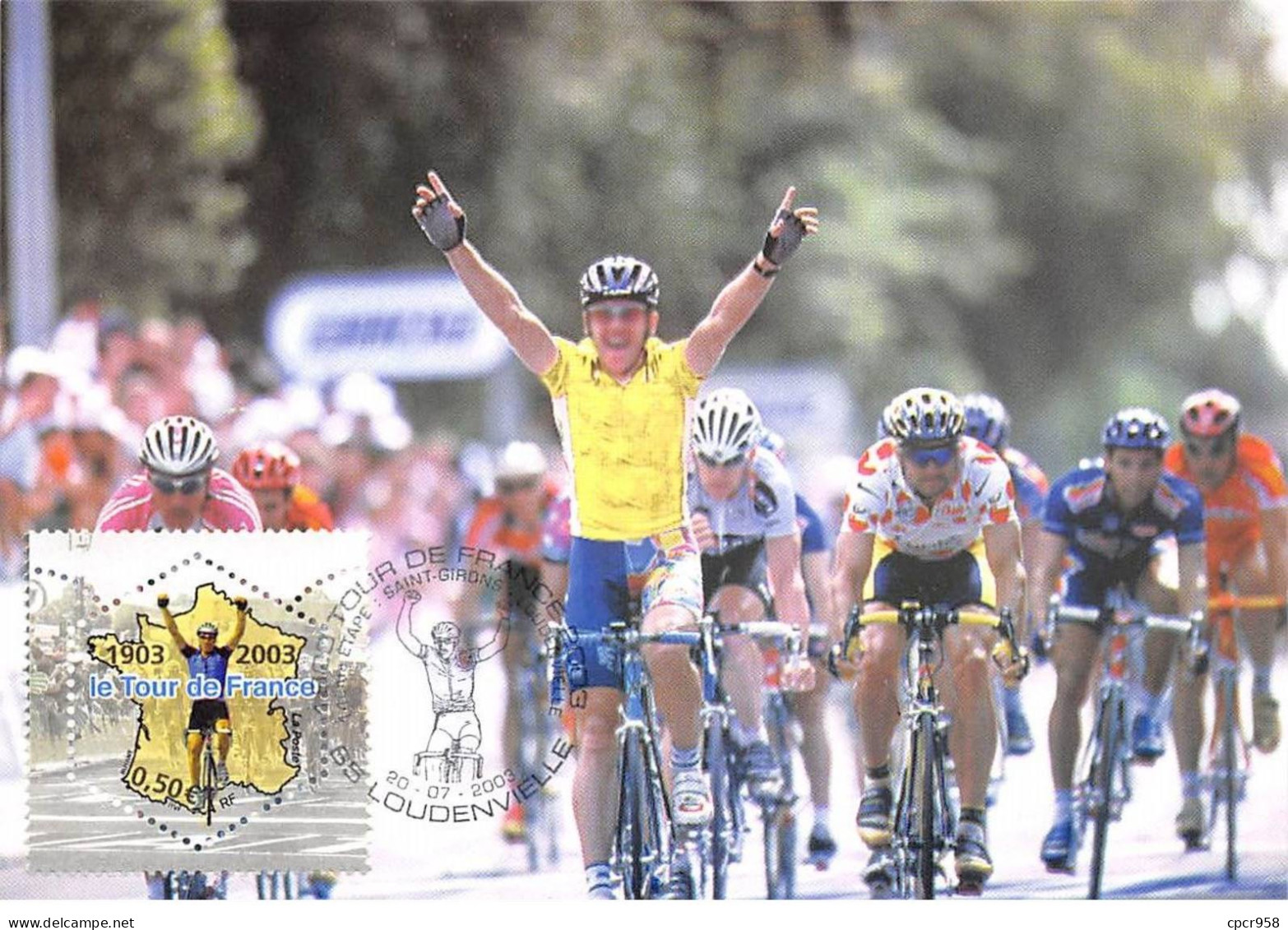 Carte Maximum - FRANCE - COR13261 - 20/07/2003 - Le Tour De France 2003 - 14eme étape - Cachet Loudenvielle - 2000-2009