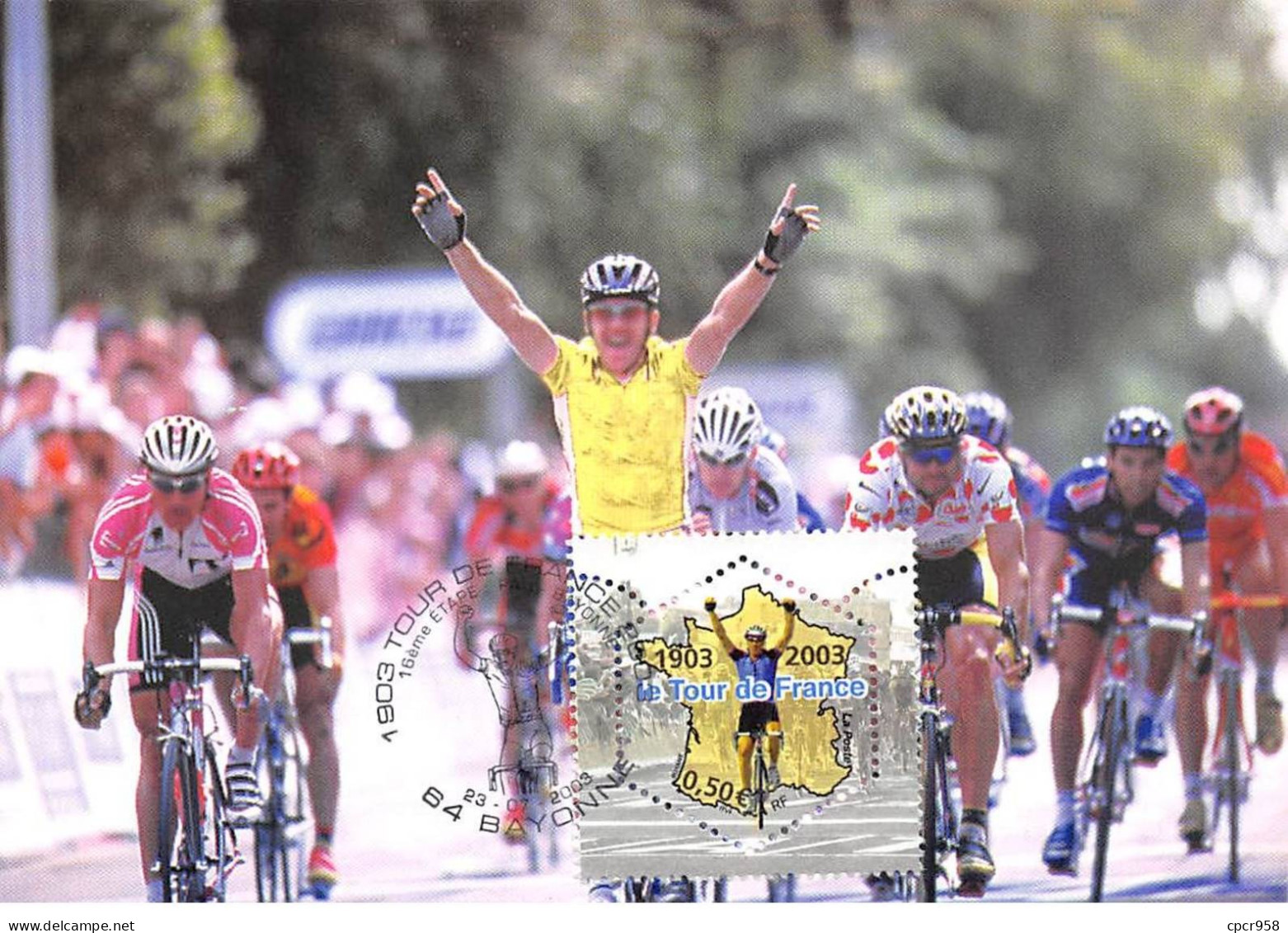 Carte Maximum - FRANCE - COR13263 - 23/07/2003 - Le Tour De France 2003 - 16eme étape - Cachet Bayonne - 2000-2009