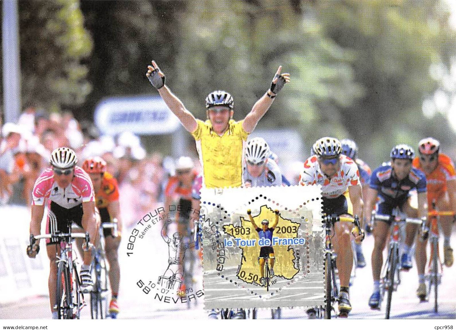 Carte Maximum - FRANCE - COR13265 - 10/07/2003 - Le Tour De France 2003 - 5eme étape - Cachet Nevers - 2000-2009