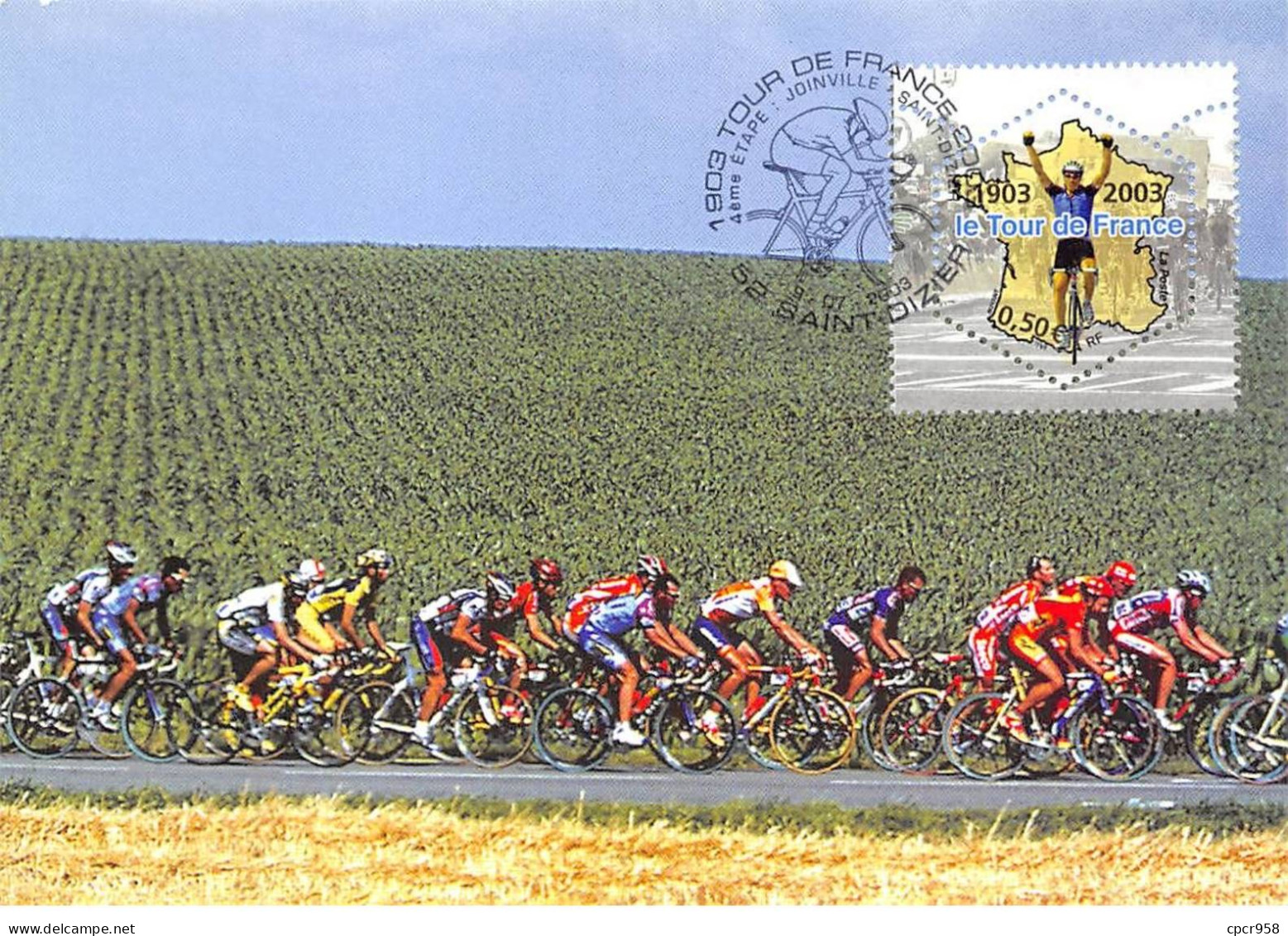 Carte Maximum - FRANCE - COR13268 - 09/07/2003 - Le Tour De France 2003 - 4eme étape - Cachet Saint Dizier - 2000-2009