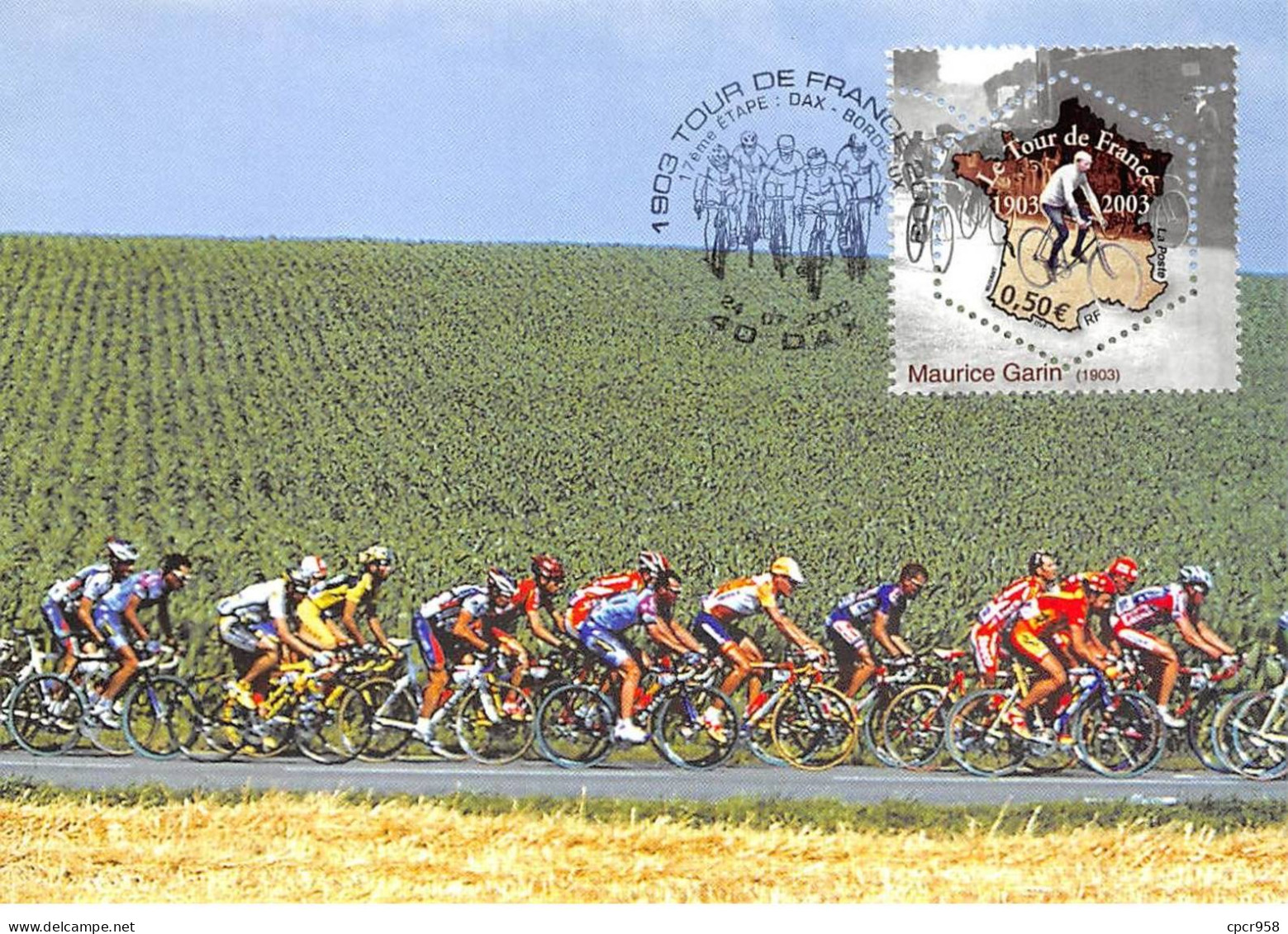 Carte Maximum - FRANCE - COR13272 - 24/07/2003 - Le Tour De France 2003 - 17eme étape - Cachet Dax - 2000-2009