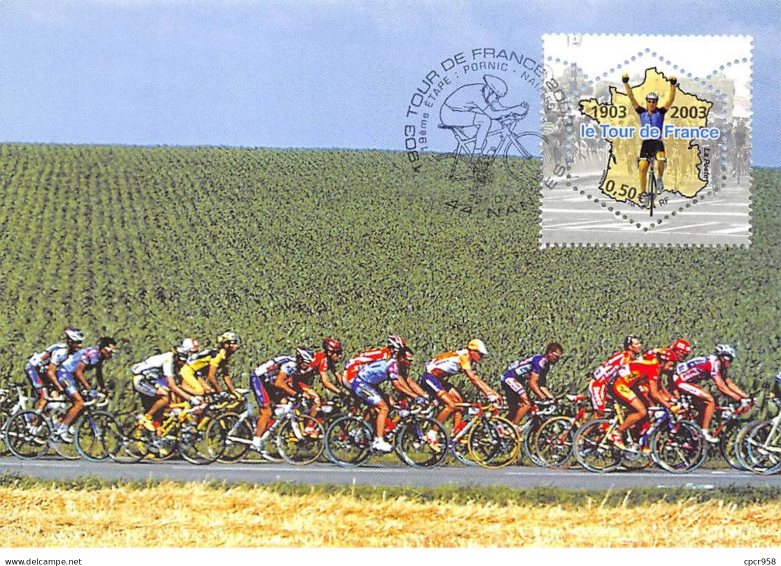 Carte Maximum - FRANCE - COR13271 - 25/07/2003 - Le Tour De France 2003 - 19eme étape - Cachet Nantes - 2000-2009